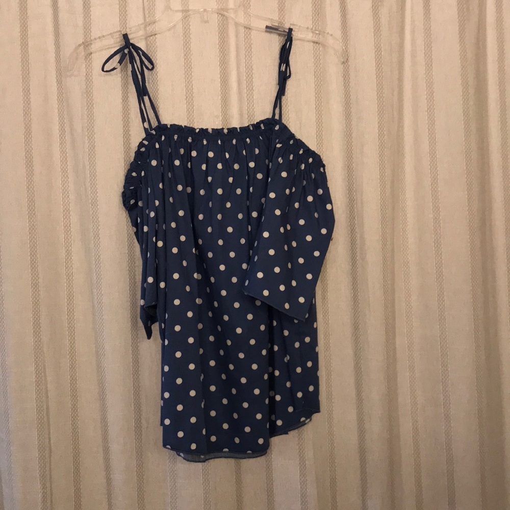 Polka dot off the shoulder tank!